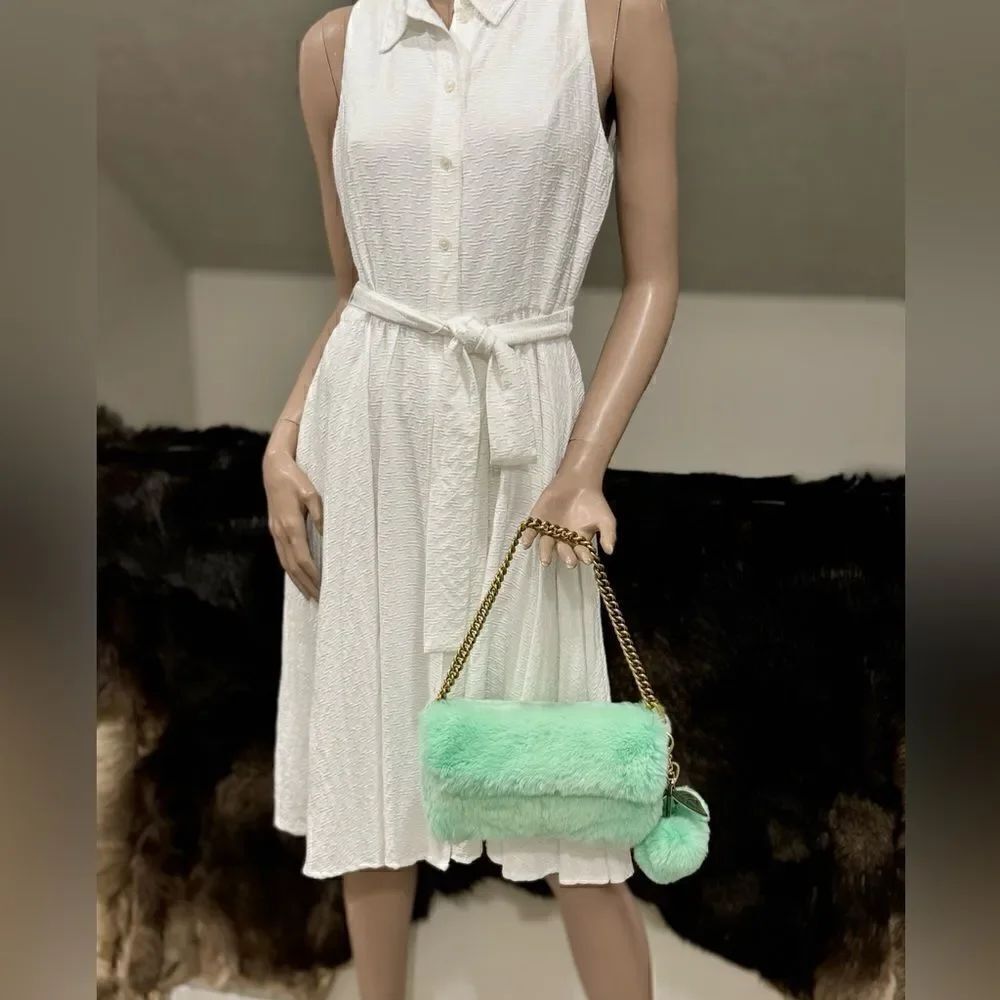 Handmade Real Rex Rabbit Fur Fold-over Flap Bag Includes Free Gift - Picture 7 of 16